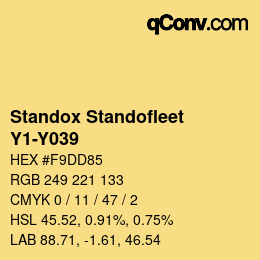 Code couleur: Standox Standofleet - Y1-Y039 | qconv.com