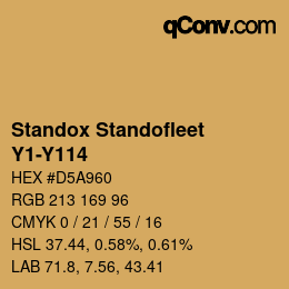 颜色代码: Standox Standofleet - Y1-Y114 | qconv.com
