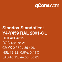 Color code: Standox Standofleet - Y4-Y459 RAL 2001-GL | qconv.com