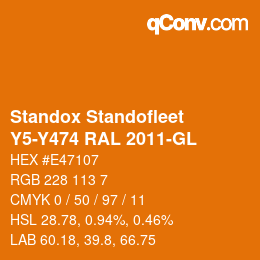 カラーコード: Standox Standofleet - Y5-Y474 RAL 2011-GL | qconv.com