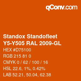 Color code: Standox Standofleet - Y5-Y505 RAL 2009-GL | qconv.com