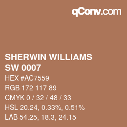 颜色代码: SHERWIN WILLIAMS<br>SW 0007 - Decorous Amber | qconv.com