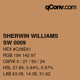 カラーコード: SHERWIN WILLIAMS<br>SW 0009 - Eastlake Gold | qconv.com