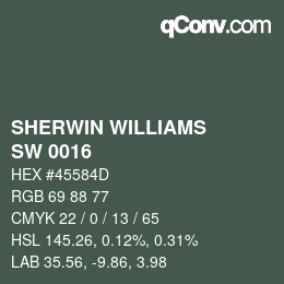 Code couleur: SHERWIN WILLIAMS<br>SW 0016 - Billiard Green | qconv.com