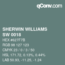 カラーコード: SHERWIN WILLIAMS<br>SW 0018 - Teal Stencil | qconv.com