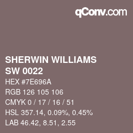 カラーコード: SHERWIN WILLIAMS<br>SW 0022 - Patchwork Plum | qconv.com