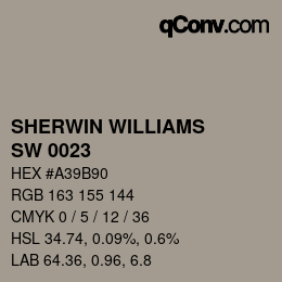 Code couleur: SHERWIN WILLIAMS<br>SW 0023 - Pewter Tankard | qconv.com