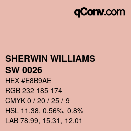 カラーコード: SHERWIN WILLIAMS<br>SW 0026 - Rachel Pink | qconv.com