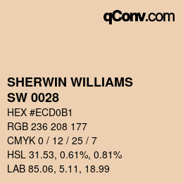 カラーコード: SHERWIN WILLIAMS<br>SW 0028 - Caen Stone | qconv.com