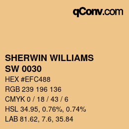 Code couleur: SHERWIN WILLIAMS<br>SW 0030 - Colonial Yellow | qconv.com