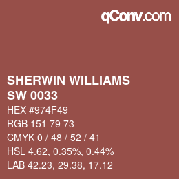 颜色代码: SHERWIN WILLIAMS<br>SW 0033 - Rembrandt Ruby | qconv.com