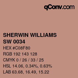 Code couleur: SHERWIN WILLIAMS<br>SW 0034 - Roycroft Rose | qconv.com