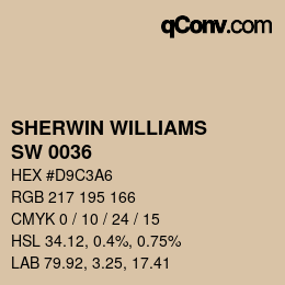颜色代码: SHERWIN WILLIAMS<br>SW 0036 - Buckram Binding | qconv.com