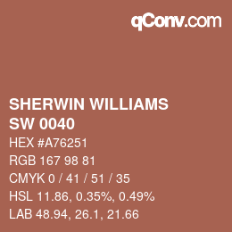 カラーコード: SHERWIN WILLIAMS<br>SW 0040 - Roycroft Adobe | qconv.com