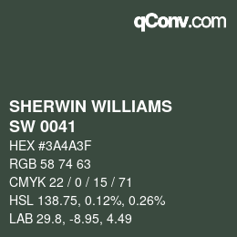 颜色代码: SHERWIN WILLIAMS<br>SW 0041 - Dard Hunter Green | qconv.com