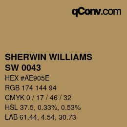 颜色代码: SHERWIN WILLIAMS<br>SW 0043 - Peristyle Brass | qconv.com