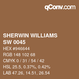 颜色代码: SHERWIN WILLIAMS<br>SW 0045 - Antiquarian Brown | qconv.com