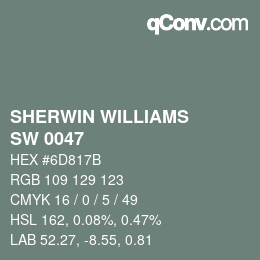 颜色代码: SHERWIN WILLIAMS<br>SW 0047 - Studio Blue Green | qconv.com