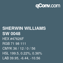 颜色代码: SHERWIN WILLIAMS<br>SW 0048 - Bunglehouse Blue | qconv.com