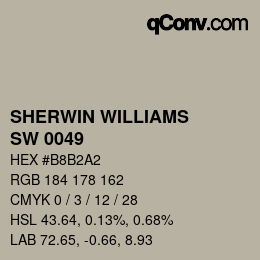 Farbcode: SHERWIN WILLIAMS<br>SW 0049 - Silver Gray | qconv.com