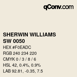 カラーコード: SHERWIN WILLIAMS<br>SW 0050 - Classic Light Buff | qconv.com