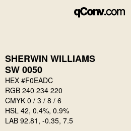 颜色代码: SHERWIN WILLIAMS<br>SW 0050 - Classic Light Buff | qconv.com
