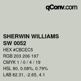 颜色代码: SHERWIN WILLIAMS<br>SW 0052 - Pearl Gray | qconv.com