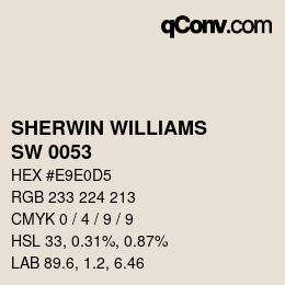 Code couleur: SHERWIN WILLIAMS<br>SW 0053 - Porcelain | qconv.com