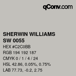颜色代码: SHERWIN WILLIAMS<br>SW 0055 - Light French Gray | qconv.com