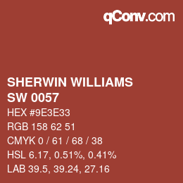 颜色代码: SHERWIN WILLIAMS<br>SW 0057 - Chinese Red | qconv.com