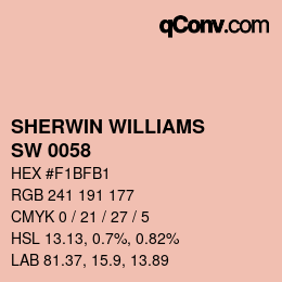颜色代码: SHERWIN WILLIAMS<br>SW 0058 - Jazz Age Coral | qconv.com