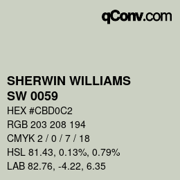 カラーコード: SHERWIN WILLIAMS<br>SW 0059 - Frostwork | qconv.com