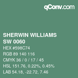 颜色代码: SHERWIN WILLIAMS<br>SW 0060 - Alexandrite | qconv.com