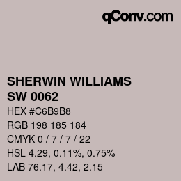 カラーコード: SHERWIN WILLIAMS<br>SW 0062 - Studio Mauve | qconv.com