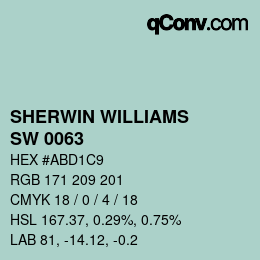 Code couleur: SHERWIN WILLIAMS<br>SW 0063 - Blue Sky | qconv.com