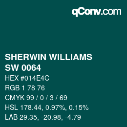 Code couleur: SHERWIN WILLIAMS<br>SW 0064 - Blue Peacock | qconv.com