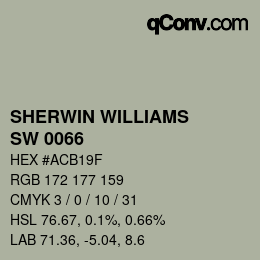 カラーコード: SHERWIN WILLIAMS<br>SW 0066 - Cascade Green | qconv.com