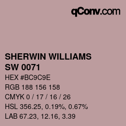 カラーコード: SHERWIN WILLIAMS<br>SW 0071 - Orchid | qconv.com