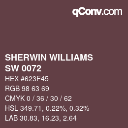 颜色代码: SHERWIN WILLIAMS<br>SW 0072 - Deep Maroon | qconv.com