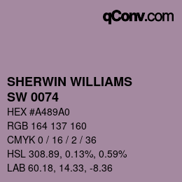 颜色代码: SHERWIN WILLIAMS<br>SW 0074 - Radiant Lilac | qconv.com
