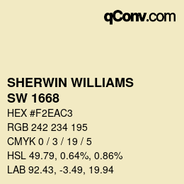 Code couleur: SHERWIN WILLIAMS<br>SW 1668 - Pineapple Cream | qconv.com