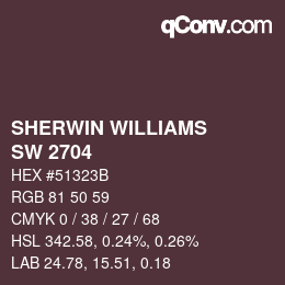 カラーコード: SHERWIN WILLIAMS<br>SW 2704 - Merlot | qconv.com