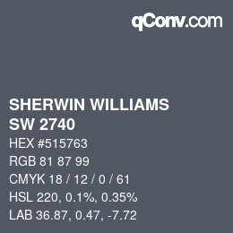 カラーコード: SHERWIN WILLIAMS<br>SW 2740 - Mineral Gray | qconv.com