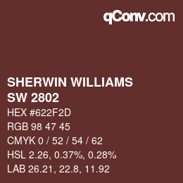 Code couleur: SHERWIN WILLIAMS<br>SW 2802 - Rookwood Red | qconv.com