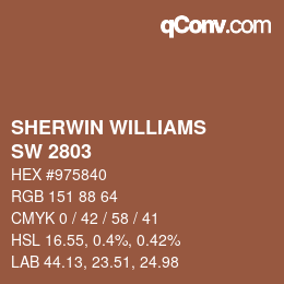 Code couleur: SHERWIN WILLIAMS<br>SW 2803 - Rookwood Terra Cotta | qconv.com