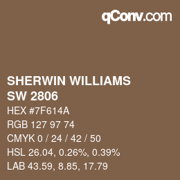 Code couleur: SHERWIN WILLIAMS<br>SW 2806 - Rookwood Brown | qconv.com