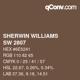 颜色代码: SHERWIN WILLIAMS<br>SW 2807 - Rookwood Medium Brown | qconv.com
