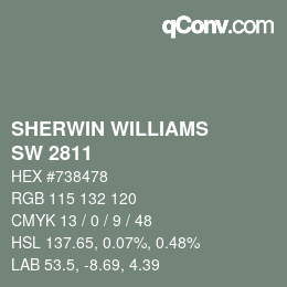 カラーコード: SHERWIN WILLIAMS<br>SW 2811 - Rookwood Blue Green | qconv.com