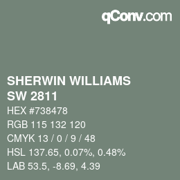 カラーコード: SHERWIN WILLIAMS<br>SW 2811 - Rookwood Blue Green | qconv.com