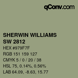 カラーコード: SHERWIN WILLIAMS<br>SW 2812 - Rookwood Jade | qconv.com